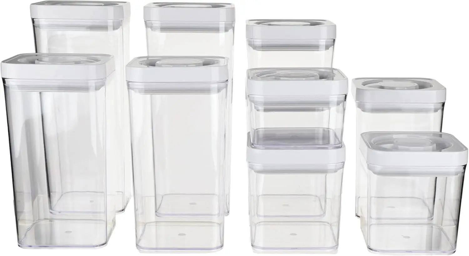 Airtight Food Storage Containers 10-Piece Set, Clear Plastic with Twist Lids for Kitchen Pantry Organization
Airtight Food Storage Containers 10-Piece Set, Clear Plastic with Twist Lids for Kitchen Pantry Organization