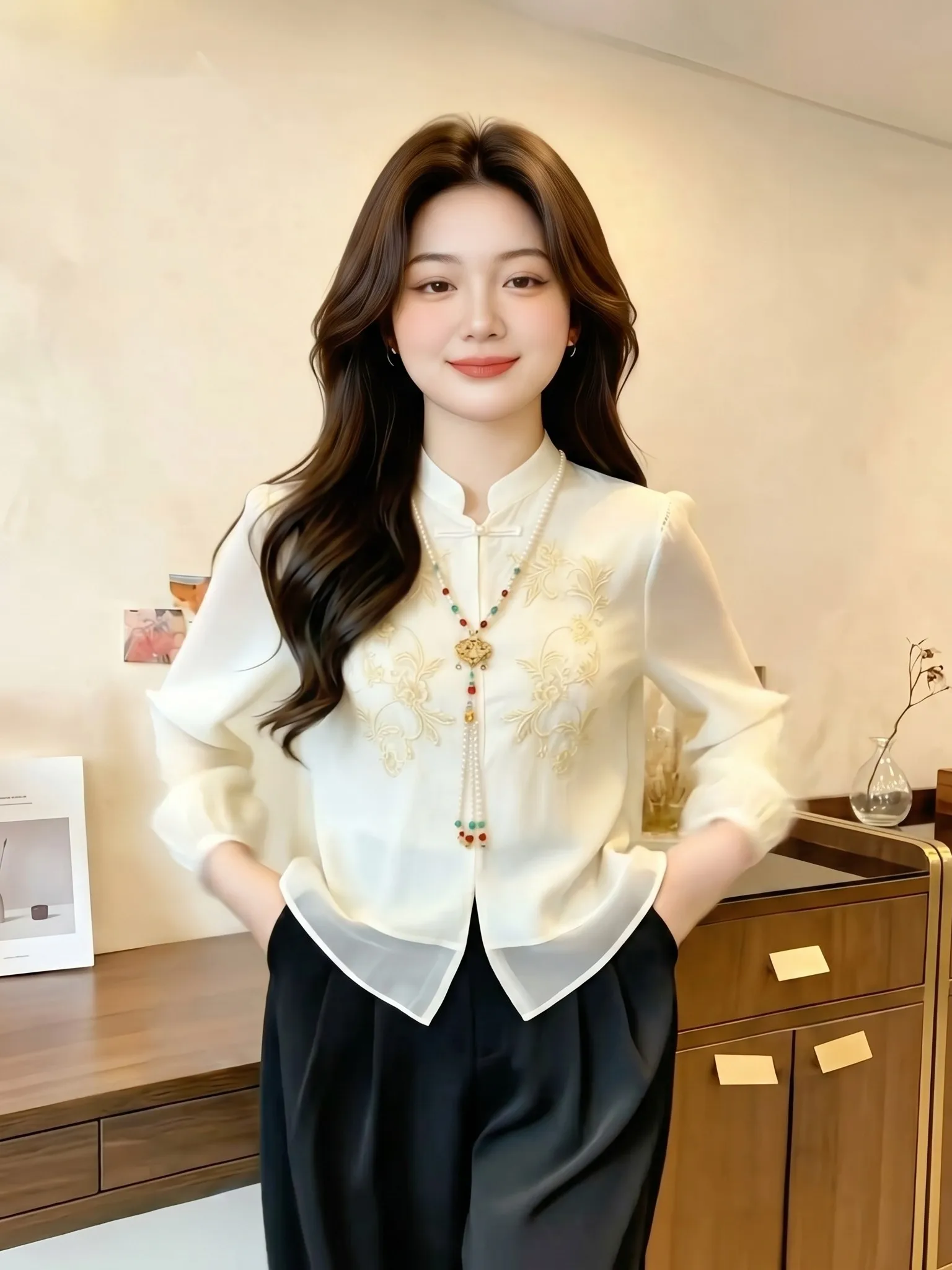 Elegant Embroidered Button up Shirt Casual Versatile Loose Fitting Youthful Slimming Korean Style Breathable Thin Fabric
Elegant Embroidered Button up Shirt Casual Versatile Loose Fitting Youthful Slimming Korean Style Breathable Thin Fabric