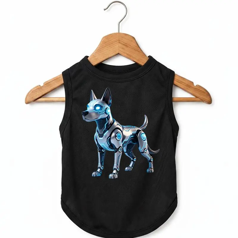 Black Non-Cotton Dog Vest for Summer - Sci-Fi Robot Dog Graphic - Lightweight Puppy Clothes - Breathable Small Pet Apparel
Black Non-Cotton Dog Vest for Summer - Sci-Fi Robot Dog Graphic - Lightweight Puppy Clothes - Breathable Small Pet Apparel