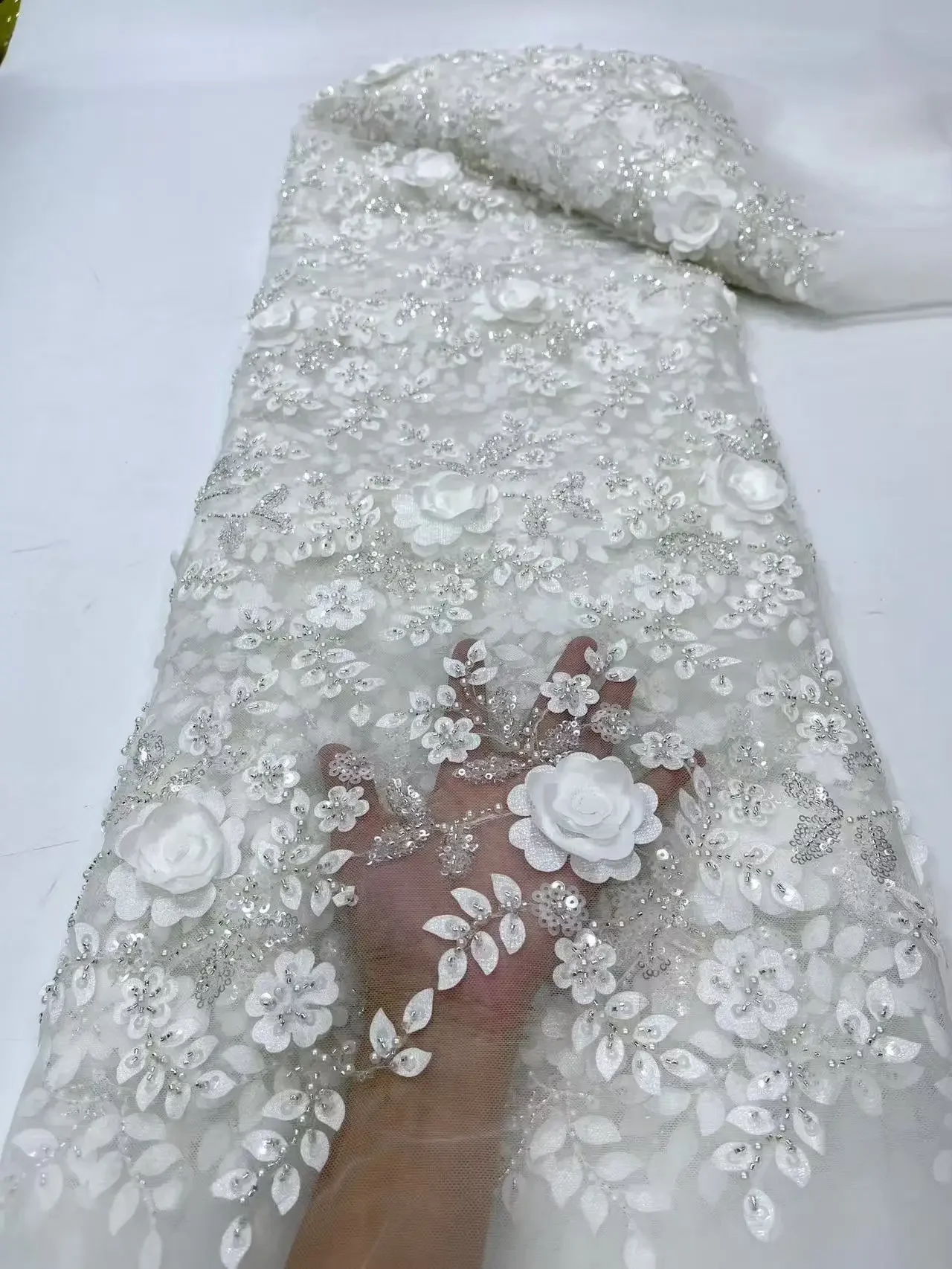 High quality French beaded luxury tulle, 3D floral fashion African lace fabric, Nigerian sequin mesh lace fabric wedding dress
High quality French beaded luxury tulle, 3D floral fashion African lace fabric, Nigerian sequin mesh lace fabric wedding dress