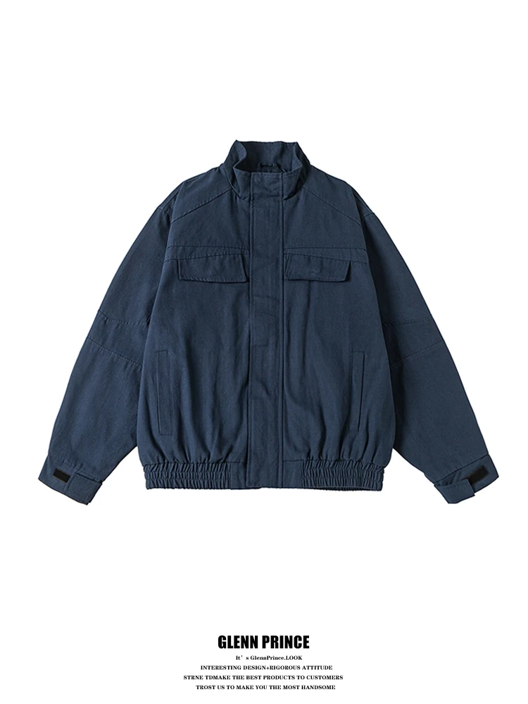 Streetwear Waed Multi-ket Workwear Jaet Men's Early Autumn New Sle Versatile Stand Collar Coat Loose Fit Elastic Hem
Streetwear Waed Multi-ket Workwear Jaet Men's Early Autumn New Sle Versatile Stand Collar Coat Loose Fit Elastic Hem