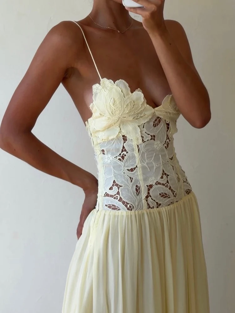 Spring Summer Holiday Chic Hollow Out Dress, Women Casual Lace Patchwork Sleeveless Party Dress, Elegant V Neck Ladies Dresses
Spring Summer Holiday Chic Hollow Out Dress, Women Casual Lace Patchwork Sleeveless Party Dress, Elegant V Neck Ladies Dresses