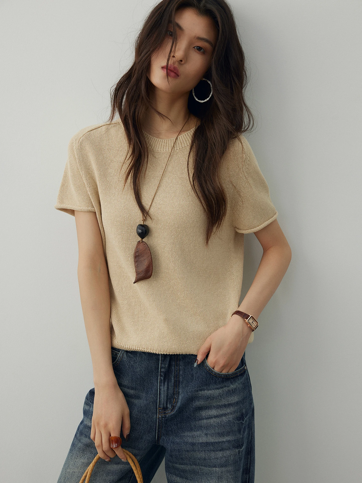 KEARA Casual Style Mixed Fiber Short Sleeve Knitted Top Women's Spring Summer Loose Fit round Neck Pullover Cotton Linen Blend
KEARA Casual Style Mixed Fiber Short Sleeve Knitted Top Women's Spring Summer Loose Fit round Neck Pullover Cotton Linen Blend