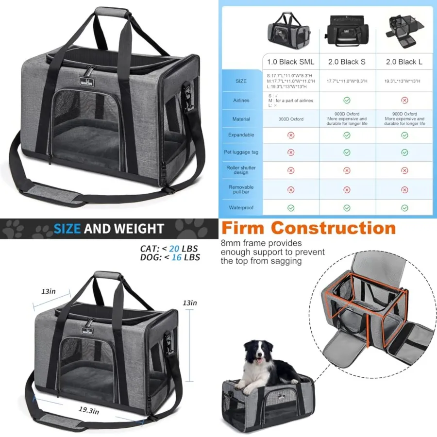 Pet Carrier for Medium Large Cats and Dogs, Dog Carrier Travel Bag with Adequate Ventilation, 5 Mesh Windows, 3 Entrance, Locki
Pet Carrier for Medium Large Cats and Dogs, Dog Carrier Travel Bag with Adequate Ventilation, 5 Mesh Windows, 3 Entrance, Locki