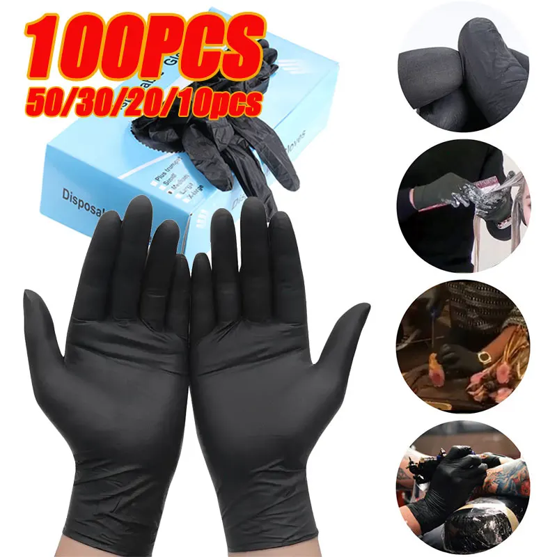 100/10PCS Disposable Black Nitrile Gloves Latex Waterproof Kitchen Gloves Durable Suitable for Processing Beauty Salon Family
100/10PCS Disposable Black Nitrile Gloves Latex Waterproof Kitchen Gloves Durable Suitable for Processing Beauty Salon Family
