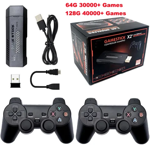 X2 Plus 4K HD Game Stick Console 40000 giochi integrati Emulatori di console di gioco portatili video retrò con controller wireless