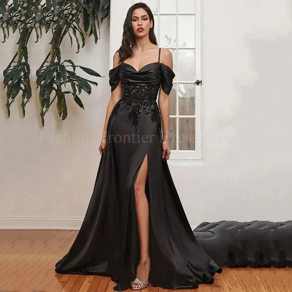 Vintage Off The Shoulder Spaghetti Strap Prom Dresses A-Line High Side Split Sleeveless Appliques Beading Evening Gowns Handmade
Vintage Off The Shoulder Spaghetti Strap Prom Dresses A-Line High Side Split Sleeveless Appliques Beading Evening Gowns Handmade