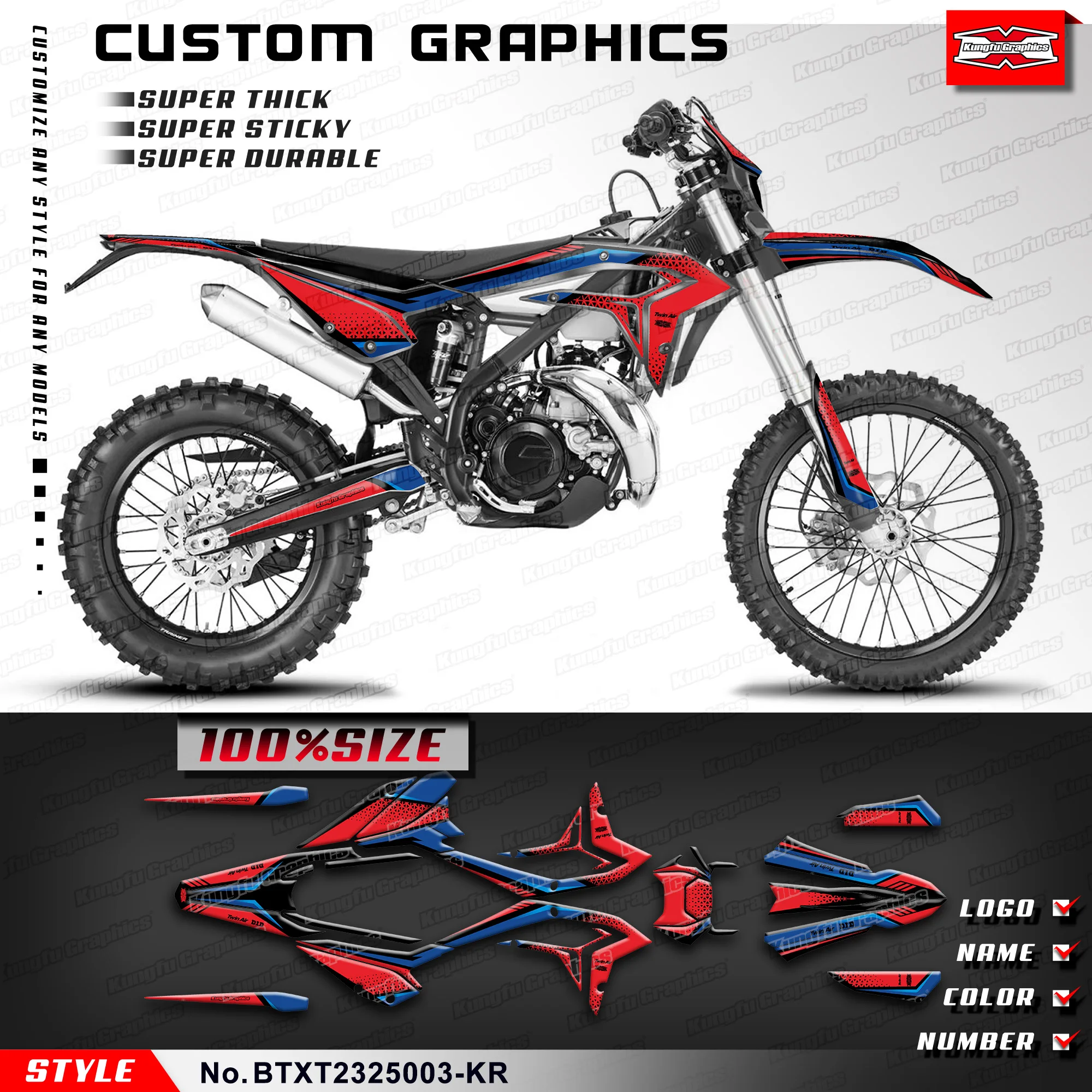 KUNGFU GRAPHICS Enduro Decals MX Racing Stickers Kit for Beta X-trainer 250 300 Xtrainer 2023 2024, BTXT2325003-KR
KUNGFU GRAPHICS Enduro Decals MX Racing Stickers Kit for Beta X-trainer 250 300 Xtrainer 2023 2024, BTXT2325003-KR