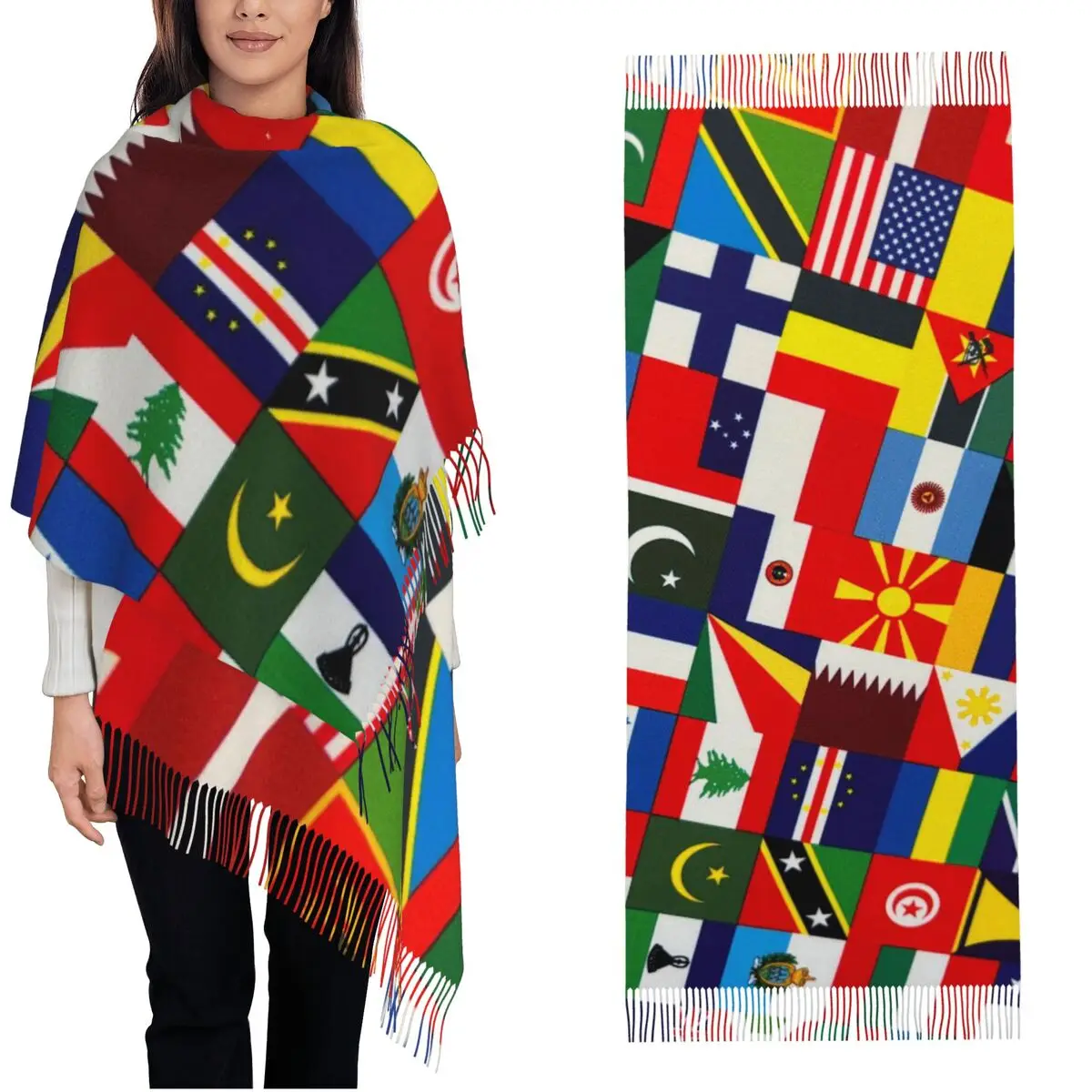 Женский шарф Теплые мягкие флаги всех стран Головные уборы Шарфы с длинной кисточкой Популярные шали и накидки Осенний дизайнерский платок
Женский шарф Теплые мягкие флаги всех стран Головные уборы Шарфы с длинной кисточкой Популярные шали и накидки Осенний дизайнерский платок