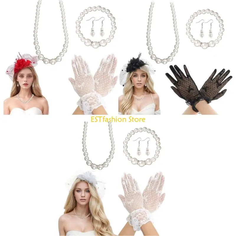 Y5GC 1920-е годы, винтажный комплект шляп для женщин, ожерелье с жемчугом, аксессуары для чайной вечеринки
Y5GC 1920-е годы, винтажный комплект шляп для женщин, ожерелье с жемчугом, аксессуары для чайной вечеринки