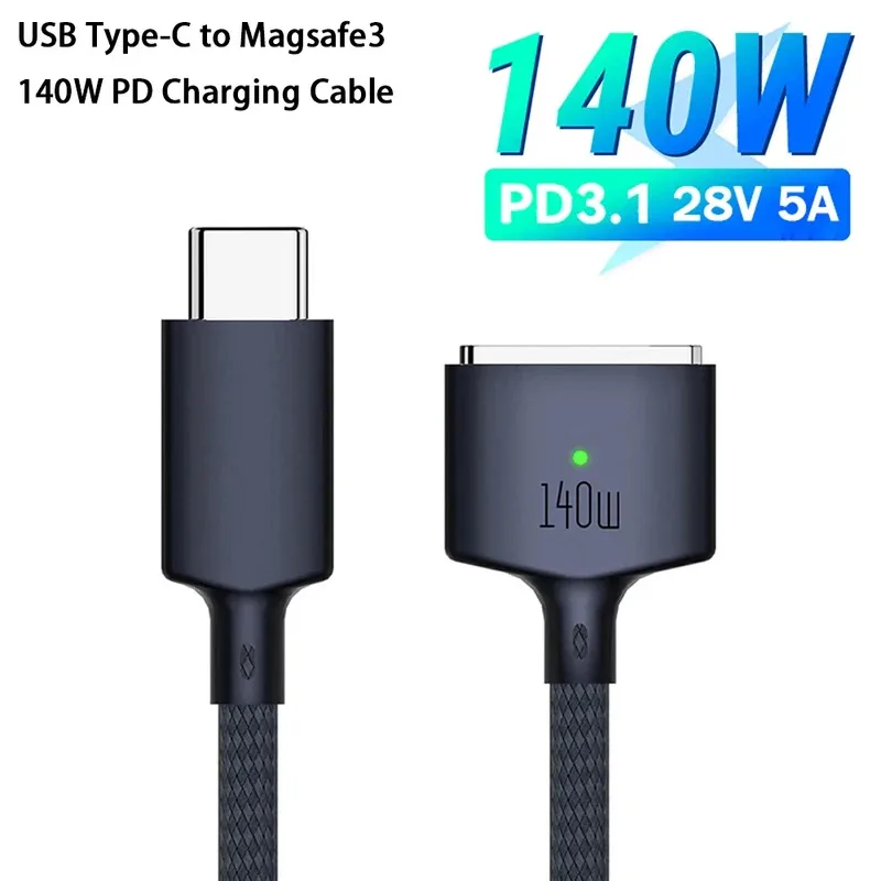 Магнитный шнур USB Type C к Magsafe 3, 140 Вт, кабель для зарядки ноутбука, конвертер PD 2M для MacBook Air/Pro A2442 A2485 A2681
Магнитный шнур USB Type C к Magsafe 3, 140 Вт, кабель для зарядки ноутбука, конвертер PD 2M для MacBook Air/Pro A2442 A2485 A2681
