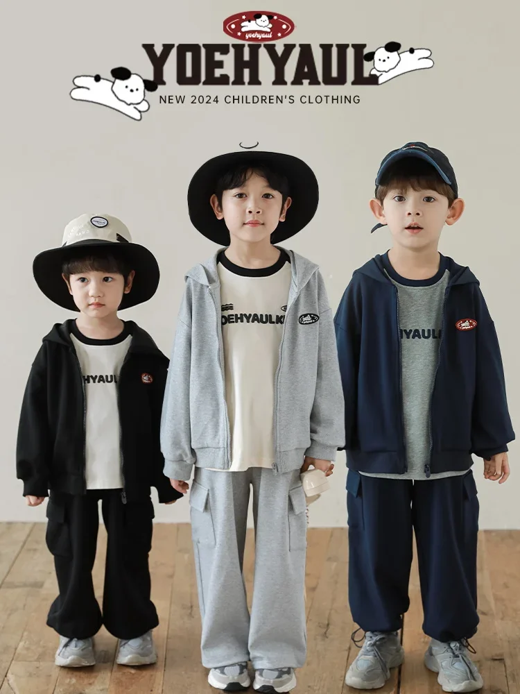 Boys 2024 New Long Sleeved Hooded Jacket Loose Casual Children's Pants Autumn Winter Sports Suit
Boys 2024 New Long Sleeved Hooded Jacket Loose Casual Children's Pants Autumn Winter Sports Suit