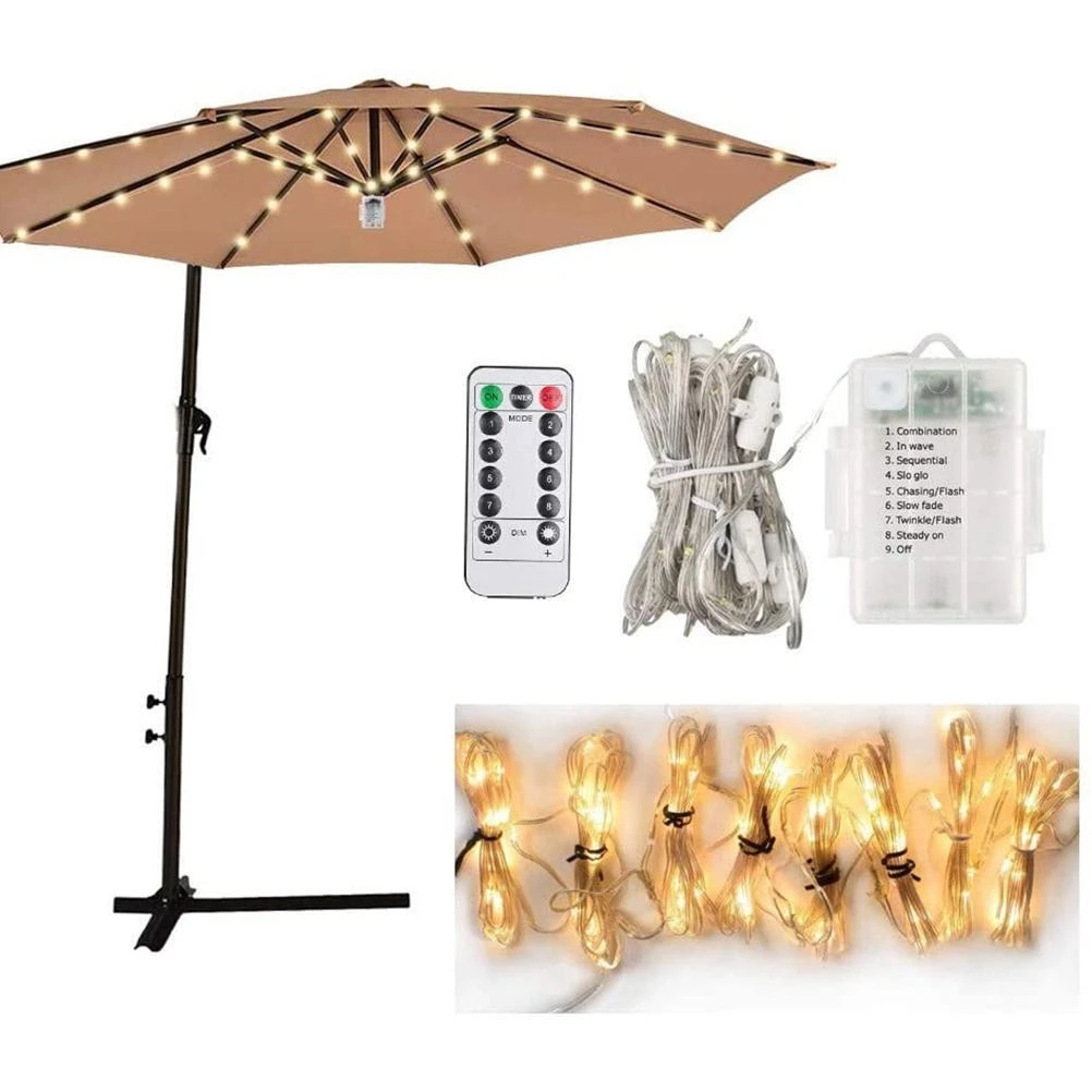 Outdoor Patio Umbrella Light Strings LED Umbrella Lamp with Remote Control and 10 Cable Tie Umbrella Pole Light Garden Decor
Outdoor Patio Umbrella Light Strings LED Umbrella Lamp with Remote Control and 10 Cable Tie Umbrella Pole Light Garden Decor