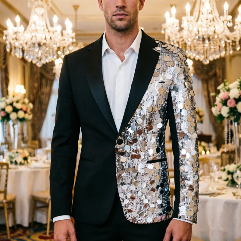 New Men's Luxury Patchwork Sequin Suit Loose Fitting Jacket Trendy Singer Actor Large Party Event Dress Blazers
New Men's Luxury Patchwork Sequin Suit Loose Fitting Jacket Trendy Singer Actor Large Party Event Dress Blazers