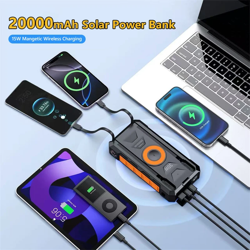 Magnetic Wireless Solar Power Bank 20000mAh 35W Fast Charging LED Light External Battery For iPhone 17 Samsung Xiaomi Powerbank
Magnetic Wireless Solar Power Bank 20000mAh 35W Fast Charging LED Light External Battery For iPhone 17 Samsung Xiaomi Powerbank