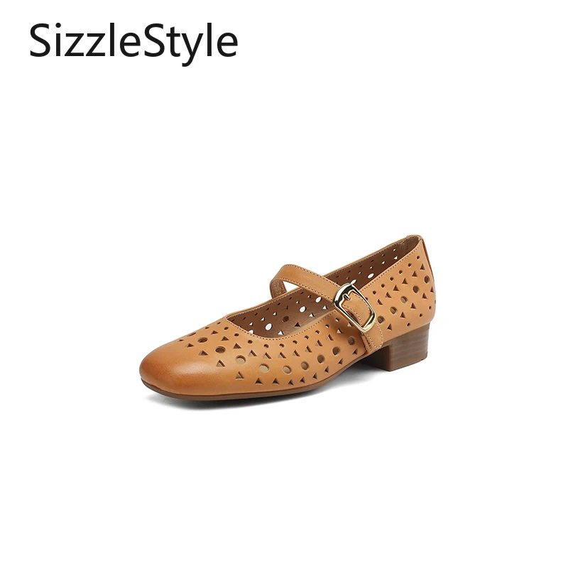 Fashionable Women's Round-toed Genuine Leather Perforated One-strap Ultra-soft 2.5cm Low-heeled Breathable Mary Jane Shoes
Fashionable Women's Round-toed Genuine Leather Perforated One-strap Ultra-soft 2.5cm Low-heeled Breathable Mary Jane Shoes