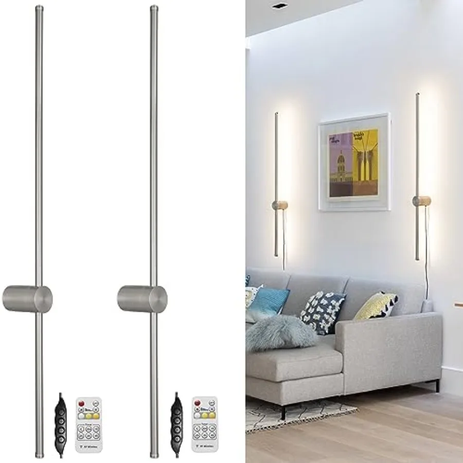 Brush Plug in wall Sconces Set of Two, Modern LED Wall Lamp with Remote Control, 3 CCT 3000K-5000K Dimmable, Plug in Wall Light
Brush Plug in wall Sconces Set of Two, Modern LED Wall Lamp with Remote Control, 3 CCT 3000K-5000K Dimmable, Plug in Wall Light