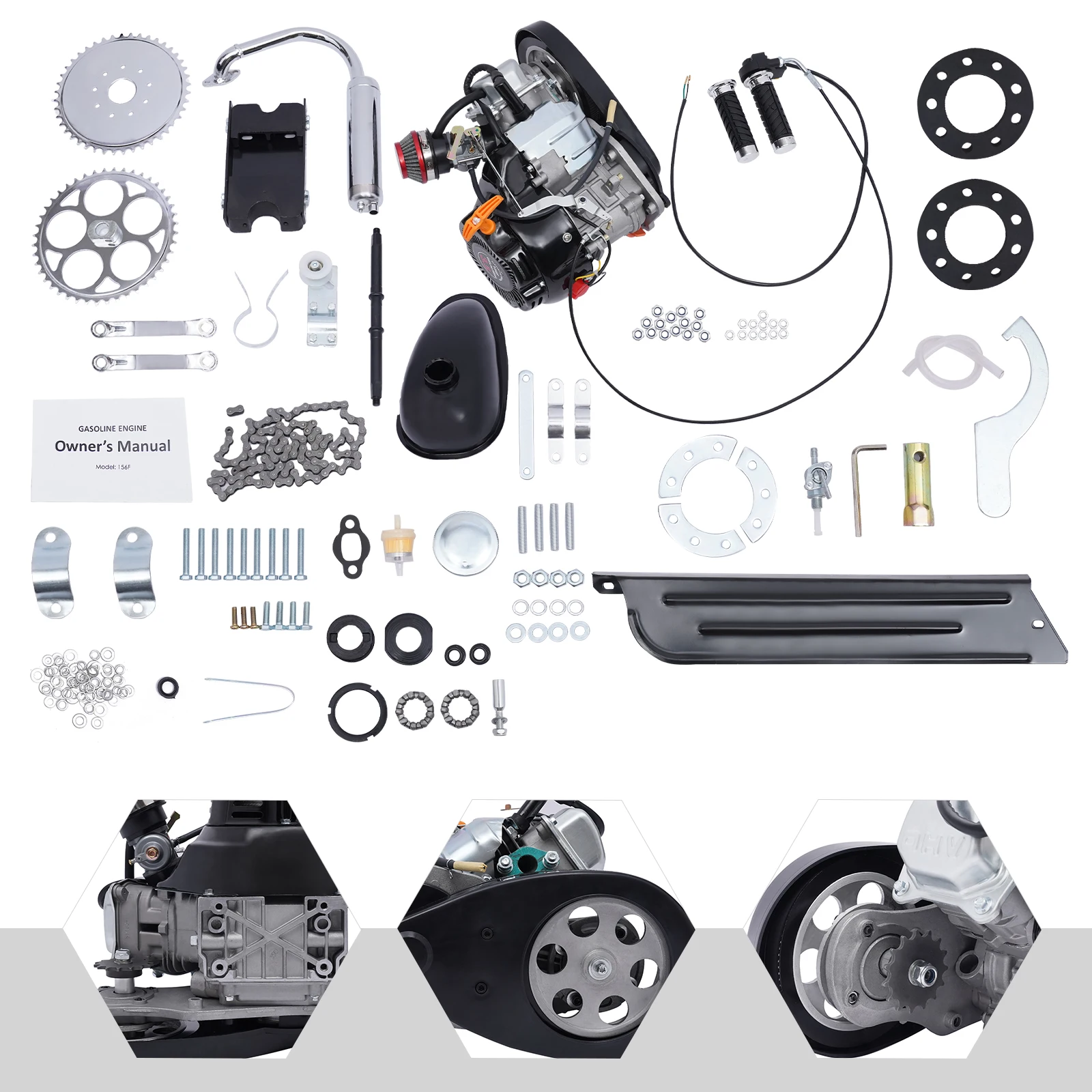 2-Stroke Bicycle Engine Kit, 100cc, 3.5HP, 3600RPM, 0.52 Gal Fuel Tank, Durable, Quiet and Economical for Bike Conversion
2-Stroke Bicycle Engine Kit, 100cc, 3.5HP, 3600RPM, 0.52 Gal Fuel Tank, Durable, Quiet and Economical for Bike Conversion