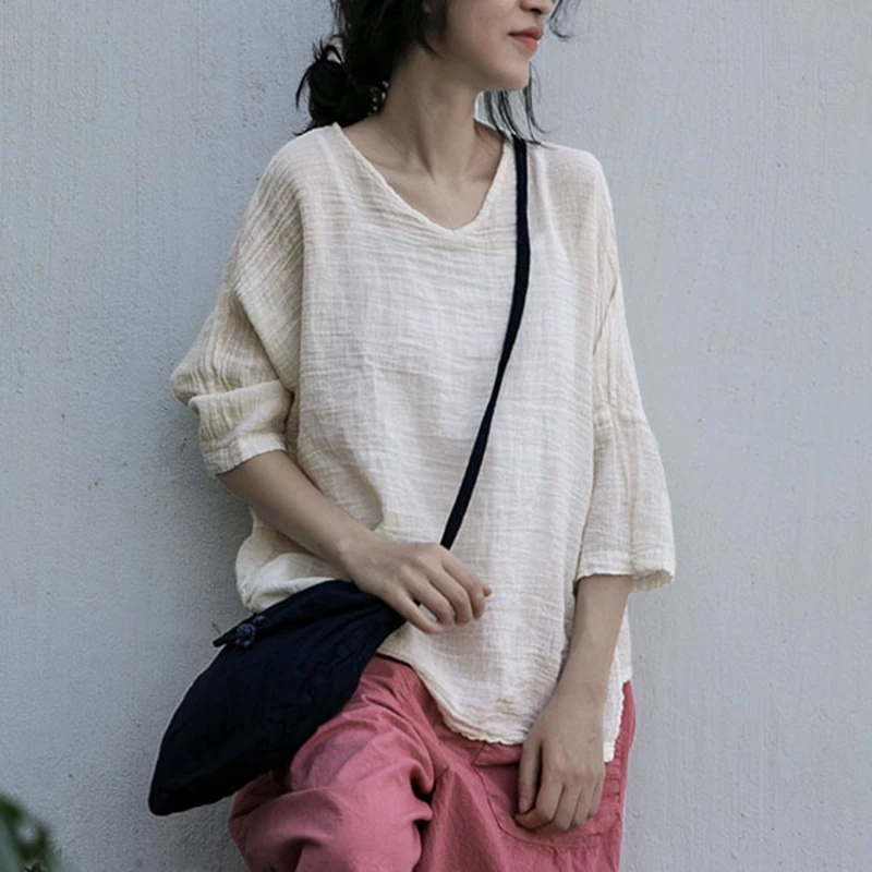 Women Cotton Linen Casual T-shirts New 2025 Summer Vintage Style O-neck Plain Color Loose Comfortable Female Tops Tees M1546
Women Cotton Linen Casual T-shirts New 2025 Summer Vintage Style O-neck Plain Color Loose Comfortable Female Tops Tees M1546
