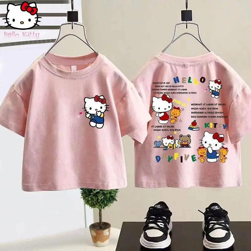 Hello Kitty Girls' Summer New Cotton T-shirt Sanrio anime kawaii Fashion Short Sleeve kids Cartoon Sweet Loose Round Neck Tops
Hello Kitty Girls' Summer New Cotton T-shirt Sanrio anime kawaii Fashion Short Sleeve kids Cartoon Sweet Loose Round Neck Tops
