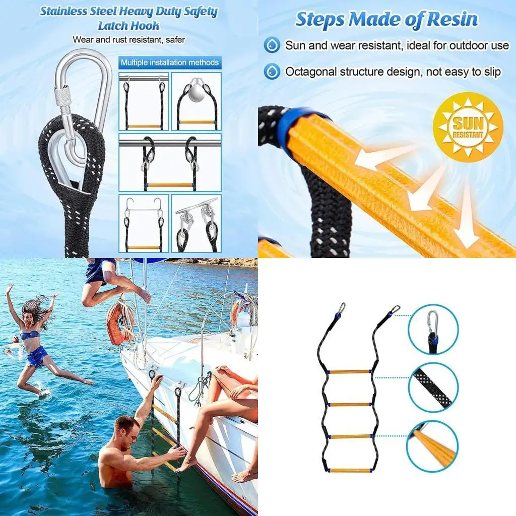 R6FE Boat Rope Ladder Extension Marine Rope Ladder, 4-Steps Assist Boat Swim Ladder
R6FE Boat Rope Ladder Extension Marine Rope Ladder, 4-Steps Assist Boat Swim Ladder
