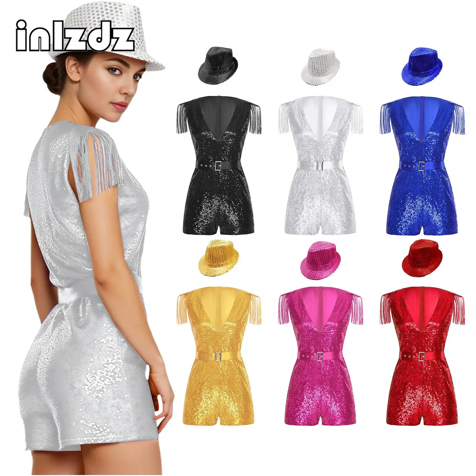 Womens Jazz Dance Cheerleading Performance Costume Halloween Festival Party Clothes Sleeveless Sequin Tassels Jumpsuit Outfit
Womens Jazz Dance Cheerleading Performance Costume Halloween Festival Party Clothes Sleeveless Sequin Tassels Jumpsuit Outfit