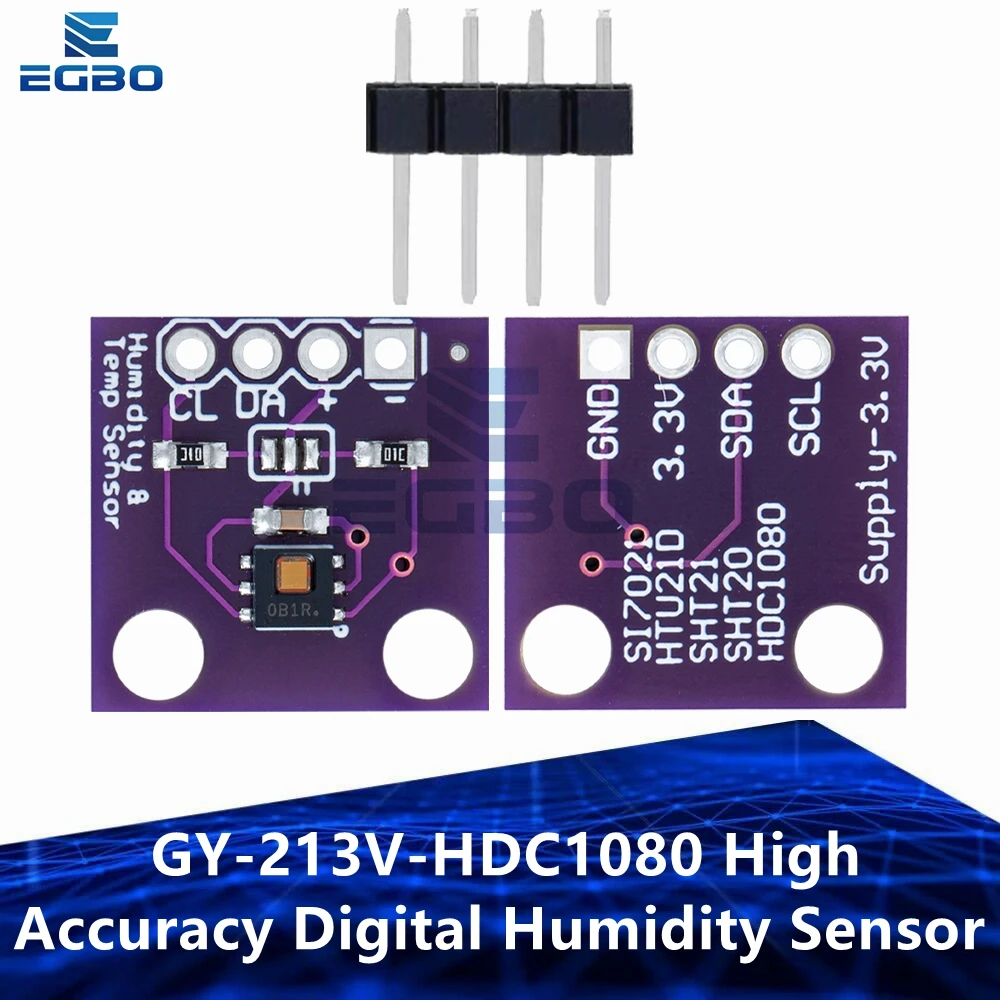 Модуль EGBO HDC1080 с низкой мощностью, цифровой датчик влажности с высокой точностью и датчиком температуры для Arduino
Модуль EGBO HDC1080 с низкой мощностью, цифровой датчик влажности с высокой точностью и датчиком температуры для Arduino