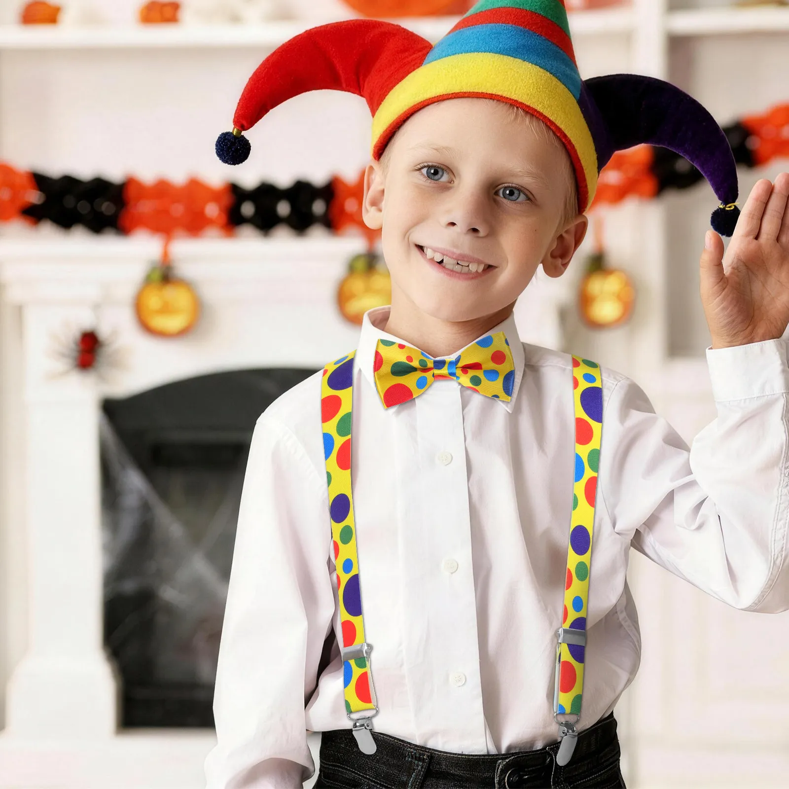 Children Bow Tie Accessory Kids Halloween Clown Suspenders Toddler Boy Elastic Belt Set Polka Dot Costume Prop Premium Material
Children Bow Tie Accessory Kids Halloween Clown Suspenders Toddler Boy Elastic Belt Set Polka Dot Costume Prop Premium Material