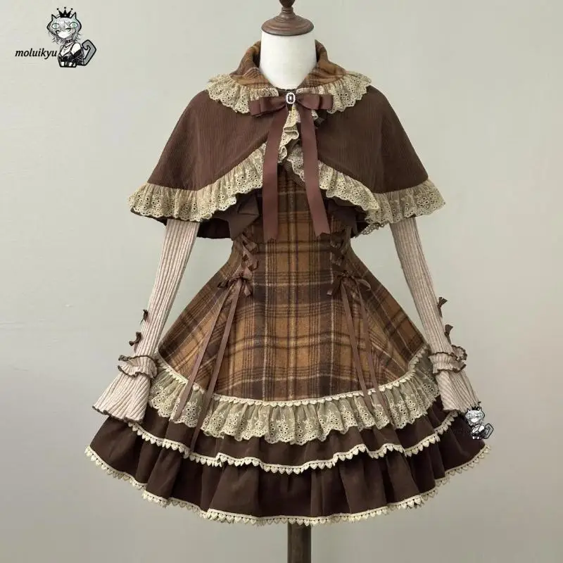 Japanese Cute Lolita Women Sweet Lace Bow Peter Pan Collar Cloak Top Plaid Mini Dress Korean Harajuku Y2K Bow Ruffles Gothic
Japanese Cute Lolita Women Sweet Lace Bow Peter Pan Collar Cloak Top Plaid Mini Dress Korean Harajuku Y2K Bow Ruffles Gothic