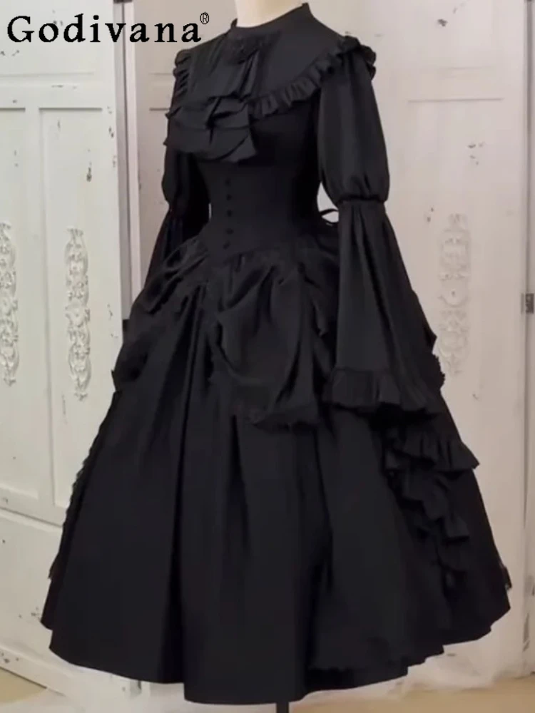 Spring Autumn Fashion Gothic Lolita Black Flare Sleeve Shirt Fashion High Waist A-line Versatile Punk Skirt Heavy Industry Sets
Spring Autumn Fashion Gothic Lolita Black Flare Sleeve Shirt Fashion High Waist A-line Versatile Punk Skirt Heavy Industry Sets