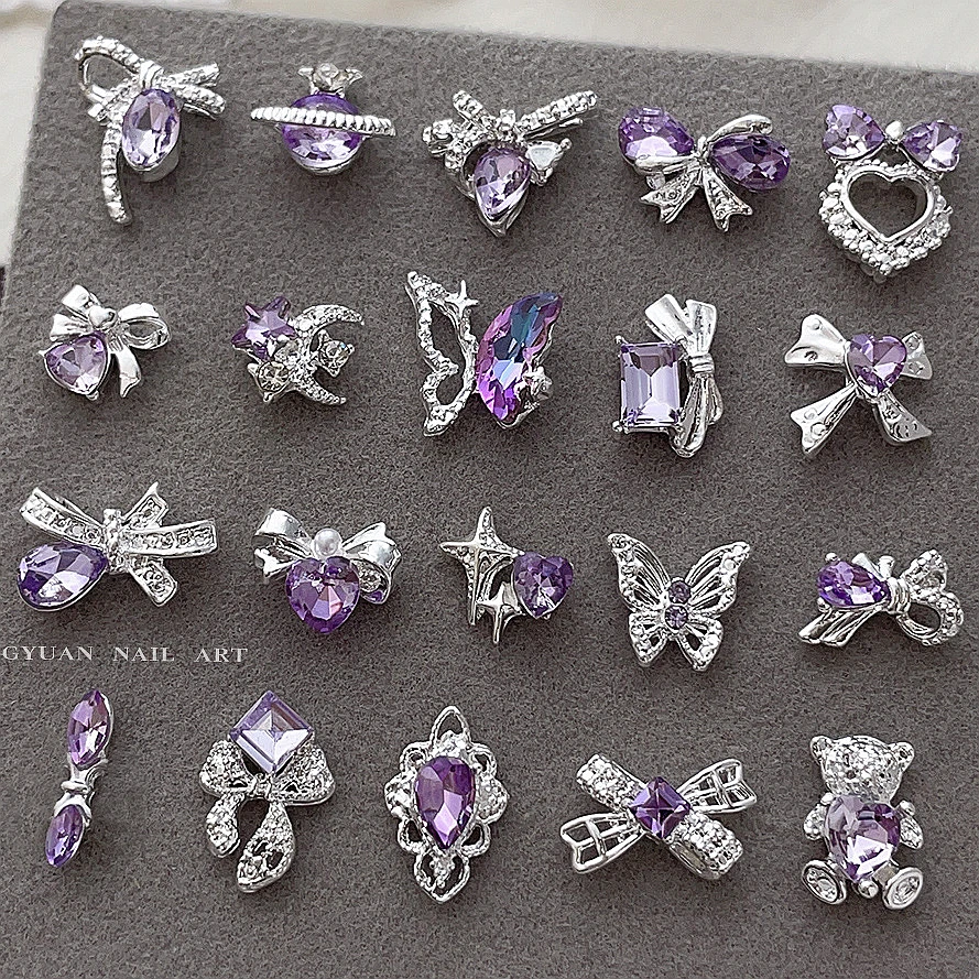 10PCS 3D Purple Nail Art Rhinestone Butterfly Bow Charms Accessories Luxury Alloy Parts For Nails Decoration Manicure Supplies
10PCS 3D Purple Nail Art Rhinestone Butterfly Bow Charms Accessories Luxury Alloy Parts For Nails Decoration Manicure Supplies
