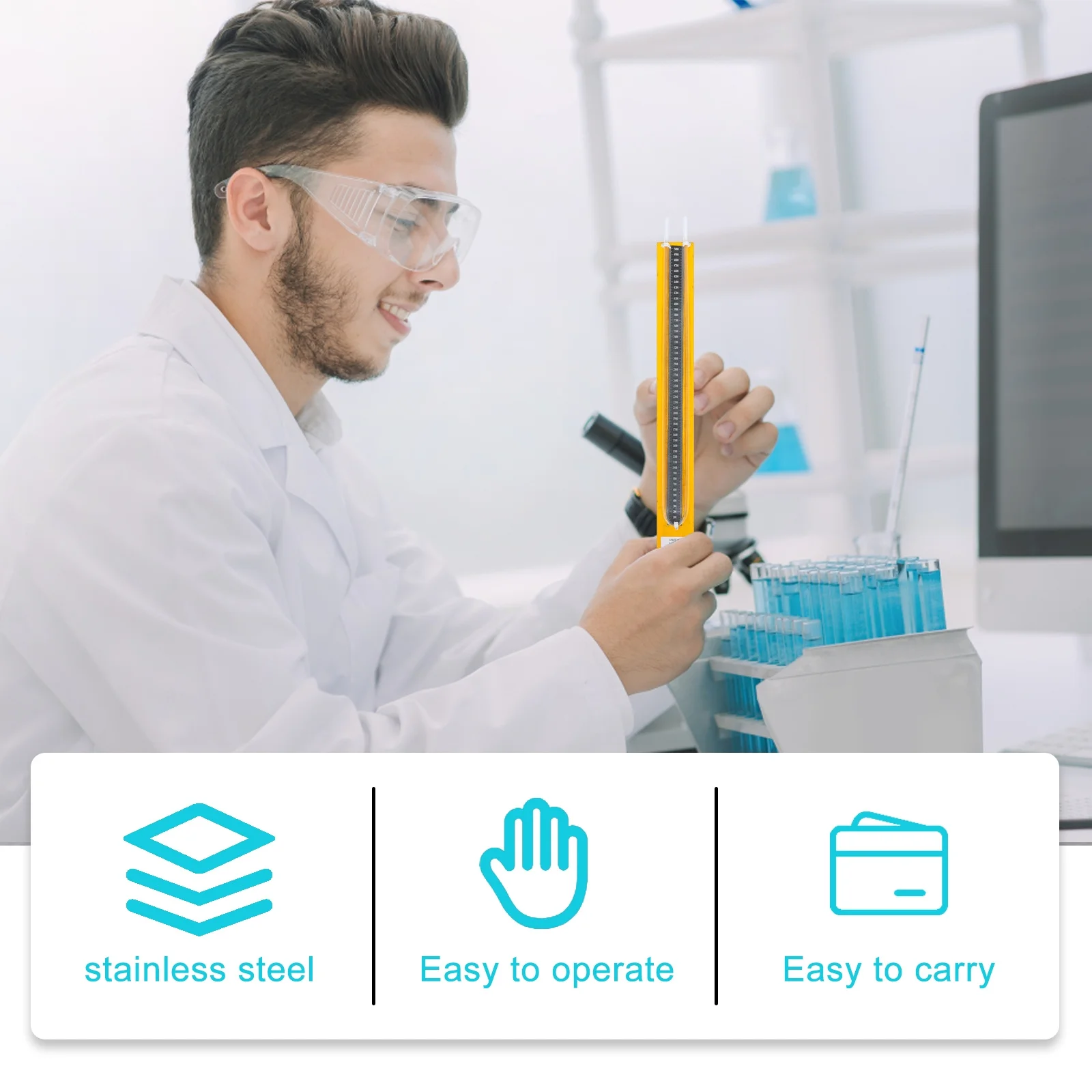 Differential Manometer Stainless Steel U-Tube Manometer Pressure Meter Pressure Gauge U-Tube Meter Instrument