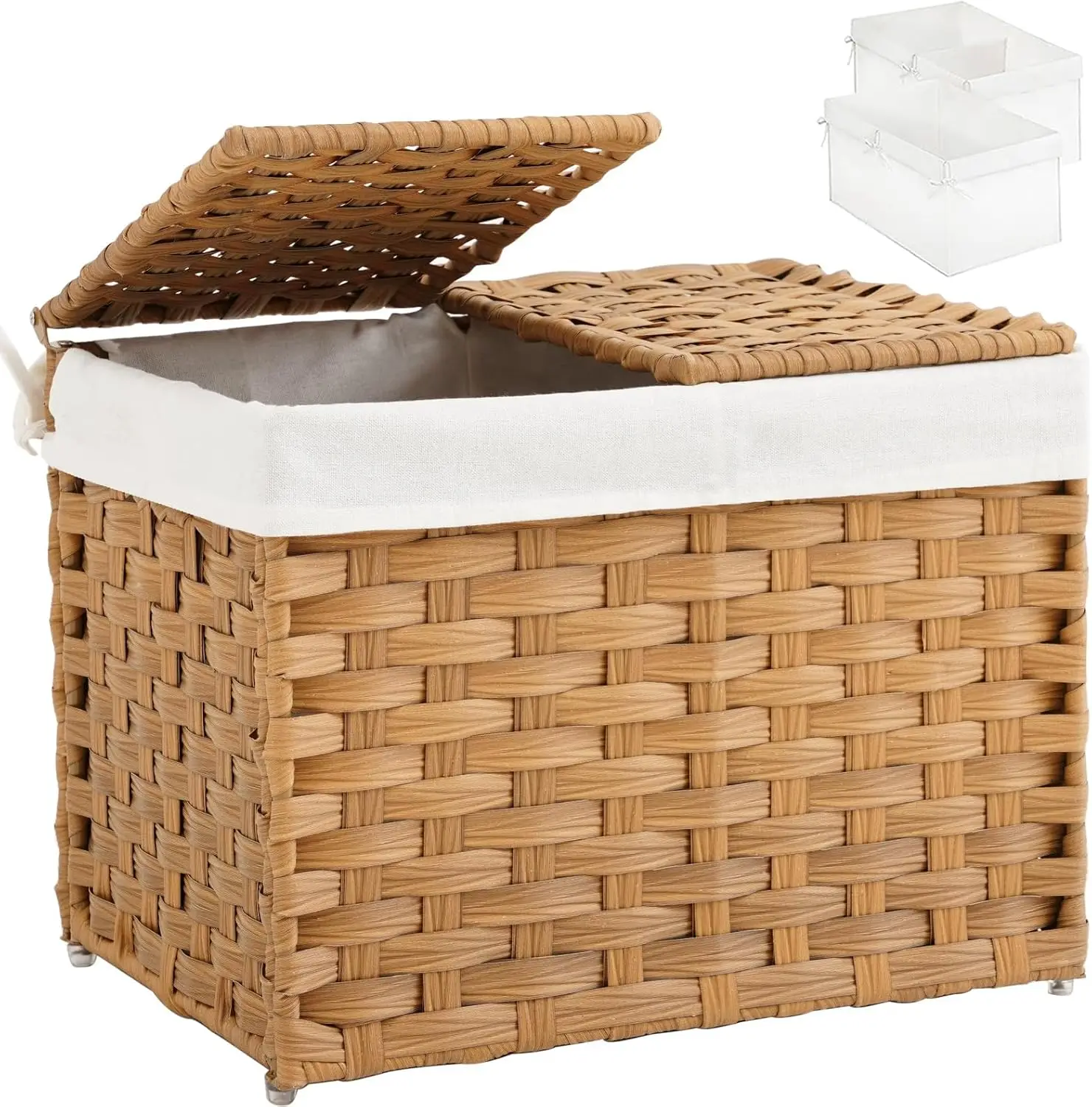 Foldable Wicker Storage Basket with Dual Lids Handles Removable Liners 35L Bedroom Laundry Natural
Foldable Wicker Storage Basket with Dual Lids Handles Removable Liners 35L Bedroom Laundry Natural