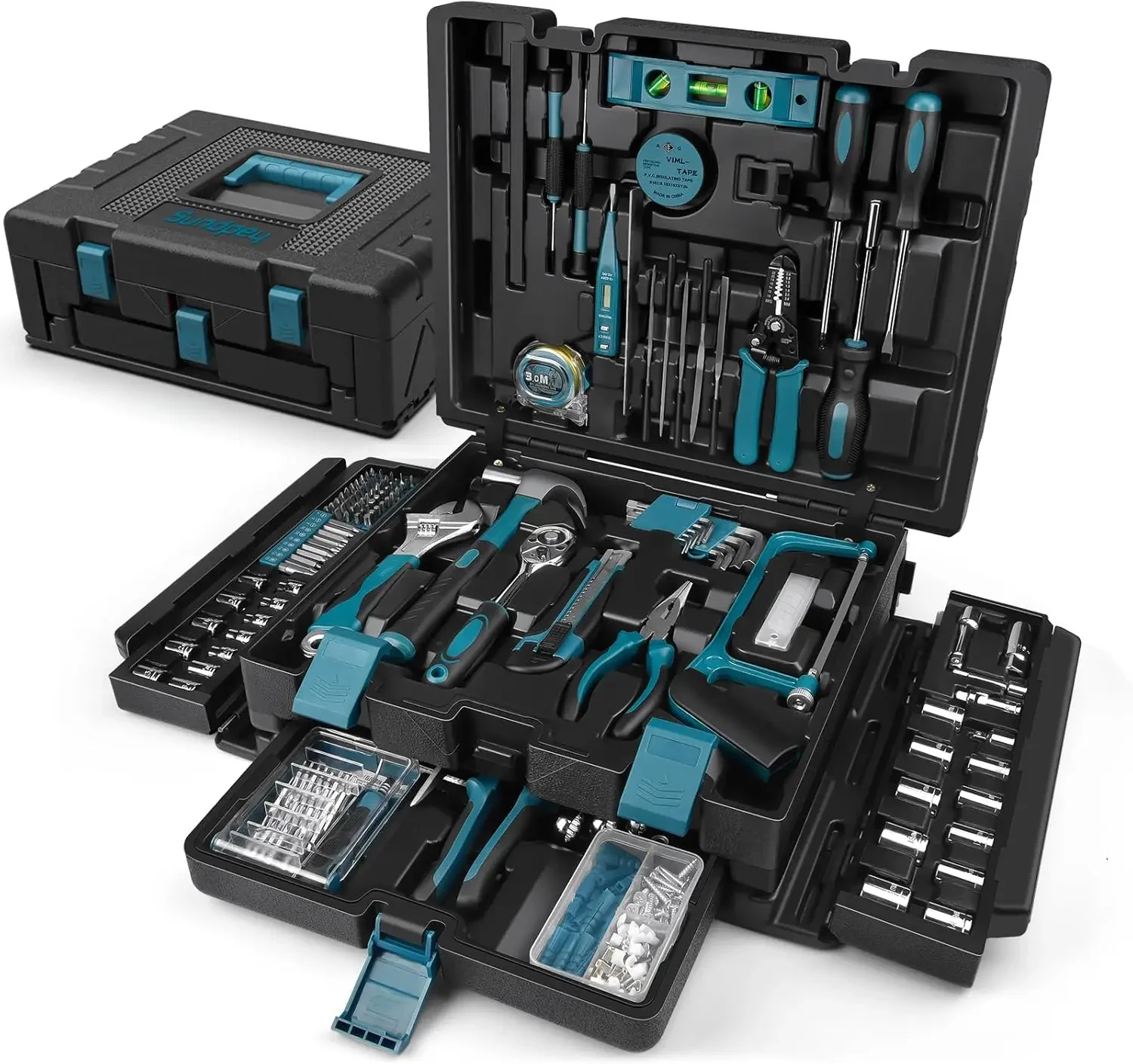 379-PCs Home Tool Kit - Portable Complete Household and Auto Repair Tool Set - Hand General Basic Tool Box Storage
379-PCs Home Tool Kit - Portable Complete Household and Auto Repair Tool Set - Hand General Basic Tool Box Storage