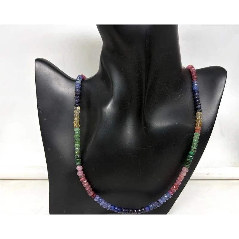 Natural Multi Sapphire Necklace 20” 4-5mm Faceted Gemstone Beads Silver Clasp
Natural Multi Sapphire Necklace 20” 4-5mm Faceted Gemstone Beads Silver Clasp