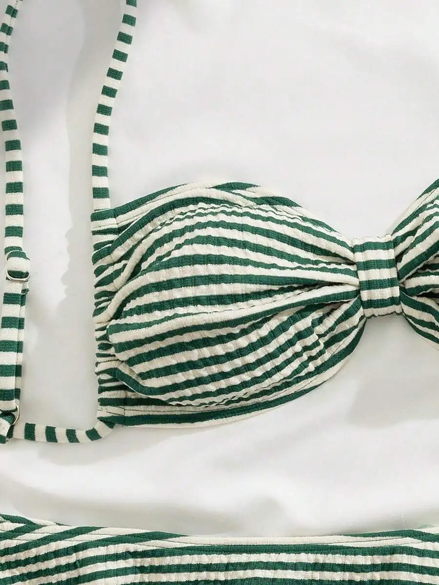 Green And White Striped Spaghetti Strap Bikini Set Women Summer Beach Swimwear
Green And White Striped Spaghetti Strap Bikini Set Women Summer Beach Swimwear