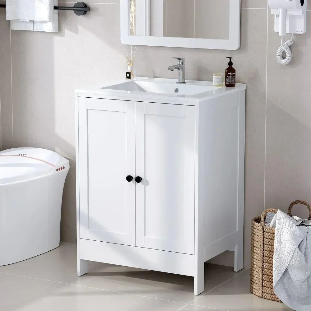 Modern 24'' Bathroom Vanity Set with Sink Ceramic Top & Double - door Back Storage, White (Split Two Packages for Delivery)
Modern 24'' Bathroom Vanity Set with Sink Ceramic Top & Double - door Back Storage, White (Split Two Packages for Delivery)