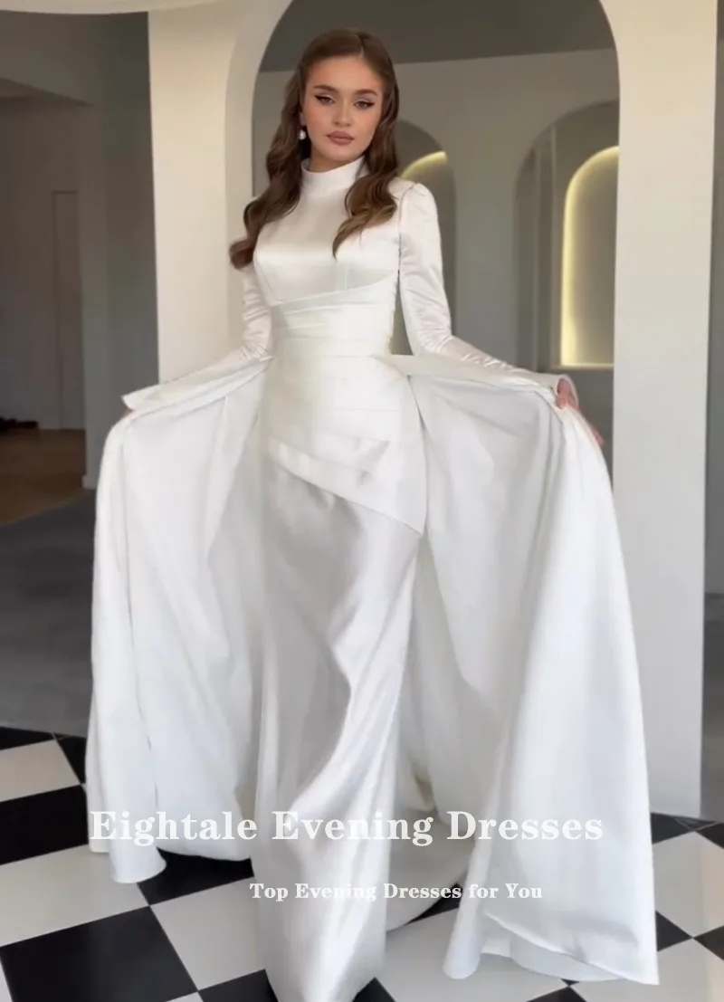 Eightale Arabic Wedding Dresses with Detachable Skirt High Neck Customized Satin Ivory Mermaid Bridal Gowns Vestidos De Novia
Eightale Arabic Wedding Dresses with Detachable Skirt High Neck Customized Satin Ivory Mermaid Bridal Gowns Vestidos De Novia