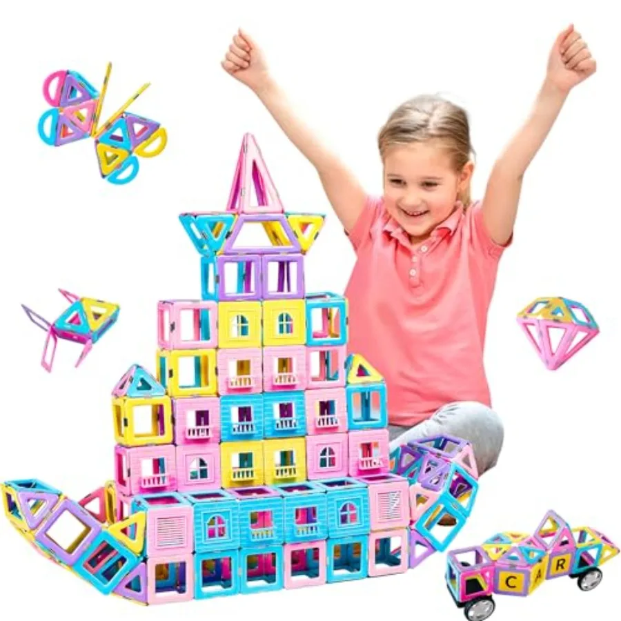 Magnetic Building Blocks Set: Magnetic Tiles Gifts with Car, Letter Card and Ferris Wheel, Upgrade Magnet Toys for 3+ Year Old
Magnetic Building Blocks Set: Magnetic Tiles Gifts with Car, Letter Card and Ferris Wheel, Upgrade Magnet Toys for 3+ Year Old
