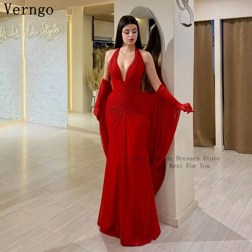 Verngo Red Chiffon Evening Dresses Halter Mermaid Prom Dresses Ruched Elegant Party Gowns 2026 Customized
Verngo Red Chiffon Evening Dresses Halter Mermaid Prom Dresses Ruched Elegant Party Gowns 2026 Customized