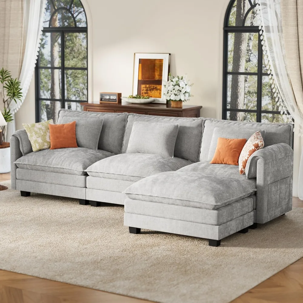 113" Modular Sectional Sofa, Comfy Cloud Couch, L Shaped Deep Seat Sofa Couches for Living Room, 4-Seater Modern Sofa
113" Modular Sectional Sofa, Comfy Cloud Couch, L Shaped Deep Seat Sofa Couches for Living Room, 4-Seater Modern Sofa