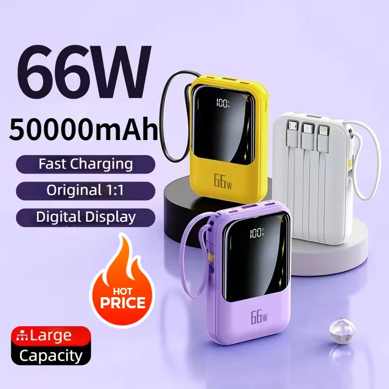 Newest Portable Power Bank Fast Charging with 4 Cable 50000mAh External Battery Charger Cases for iPhone Samsung Xiaomi Type-C
Newest Portable Power Bank Fast Charging with 4 Cable 50000mAh External Battery Charger Cases for iPhone Samsung Xiaomi Type-C