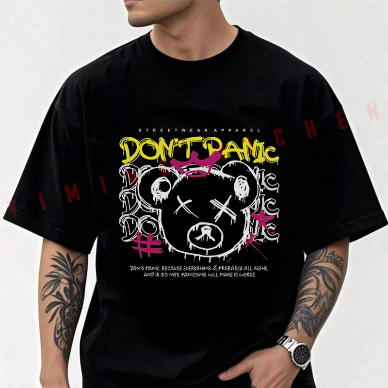 Don't Panic Slogan With Bear Doll Head Wearing Crown Moto Cotton Casual T-shirts Mens Summer Cycling Sportswear Top Tees 2026
Don't Panic Slogan With Bear Doll Head Wearing Crown Moto Cotton Casual T-shirts Mens Summer Cycling Sportswear Top Tees 2026