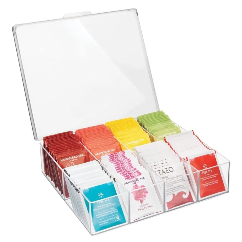 Tea Bags Storage Box with Sealing Lid Clear Acrylic 8 Compartments for Home Kitchen Countertop Drop shipping
Tea Bags Storage Box with Sealing Lid Clear Acrylic 8 Compartments for Home Kitchen Countertop Drop shipping