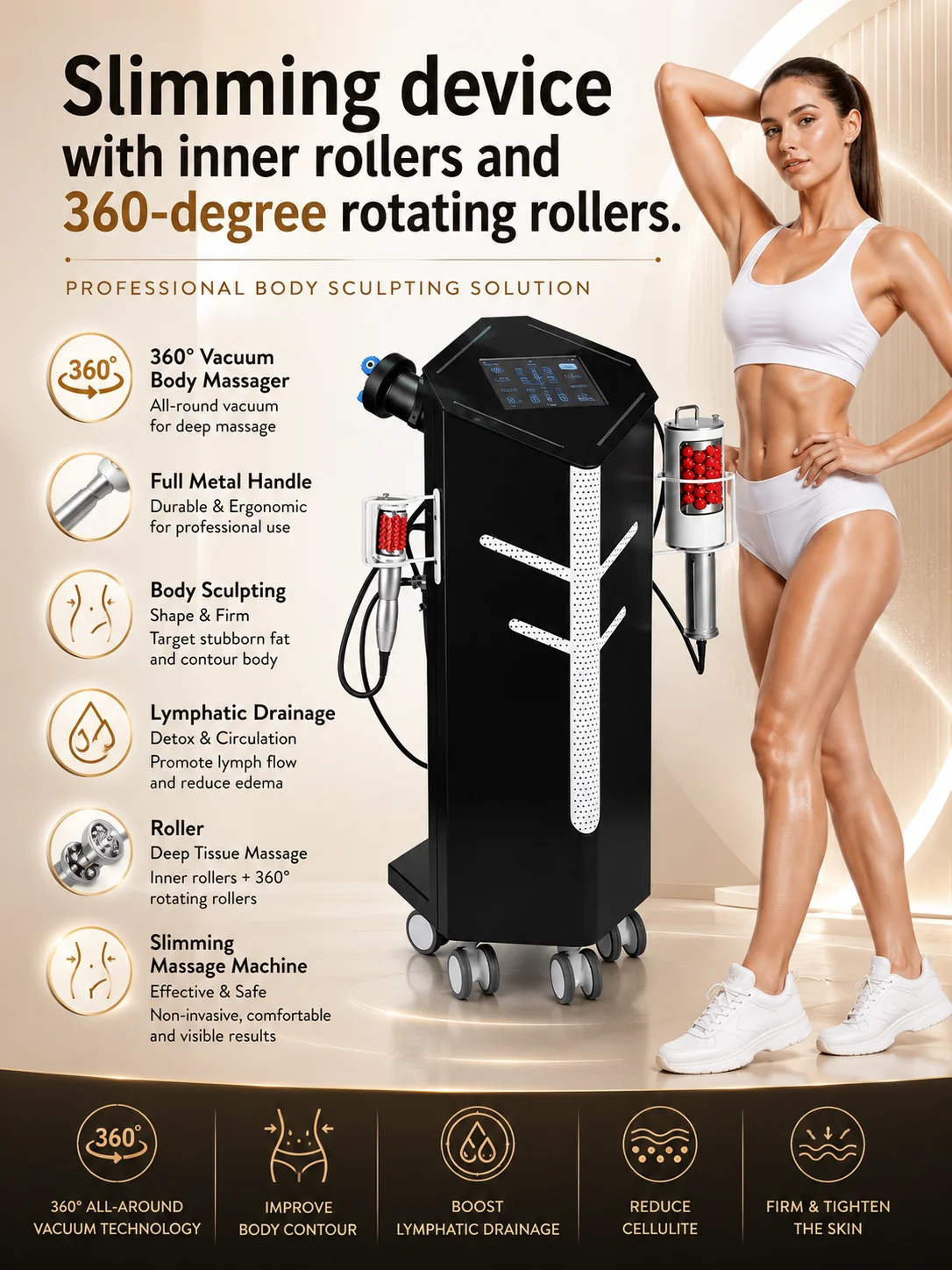 Professional 360° Vacuum Body Sculpting Machine Inner Roller Lymphatic Drainage Slimming Massage Beauty Equipment
Professional 360° Vacuum Body Sculpting Machine Inner Roller Lymphatic Drainage Slimming Massage Beauty Equipment
