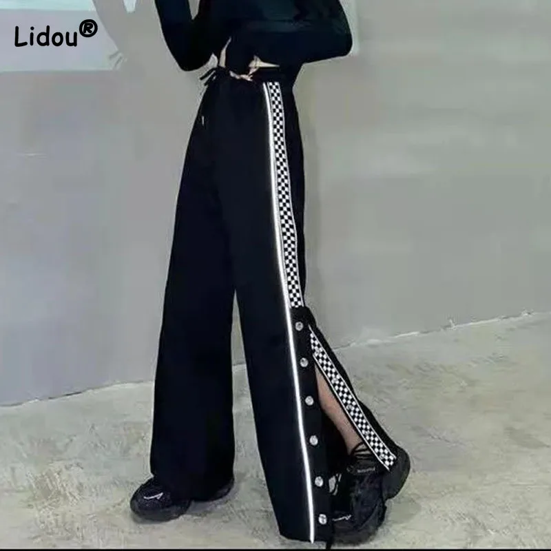 Spring Summer Thin High Street Button Split Wide Leg Pants Women's Clothing Korean Solid Loose Elastic Waist Casual Trousers
Spring Summer Thin High Street Button Split Wide Leg Pants Women's Clothing Korean Solid Loose Elastic Waist Casual Trousers