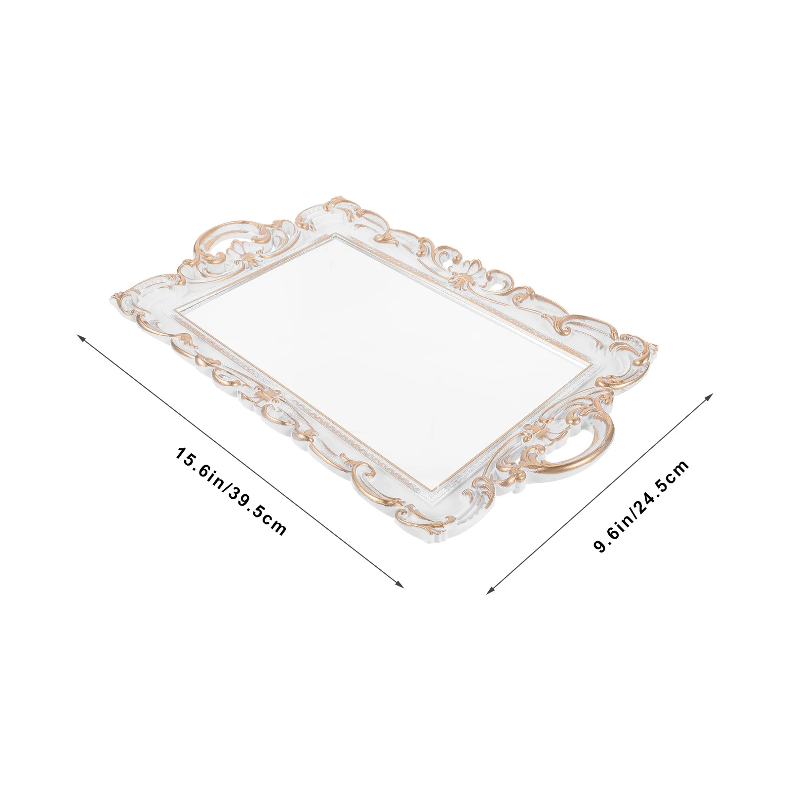 Decorative Vintage Mirror Tray Stylish Jewelry Organizer Perfume Display Vanity Tray for Home Bedroom Bathroom Dresser Use 
Decorative Vintage Mirror Tray Stylish Jewelry Organizer Perfume Display Vanity Tray for Home Bedroom Bathroom Dresser Use