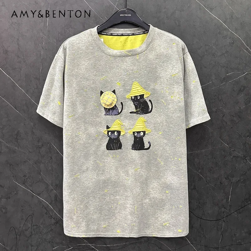 Summer New Creative Design Y2k Tees Cartoon Cat Short-sleeved T-shirt Loose Casual Versatile Medium And Long Top Pullover Ladies
Summer New Creative Design Y2k Tees Cartoon Cat Short-sleeved T-shirt Loose Casual Versatile Medium And Long Top Pullover Ladies