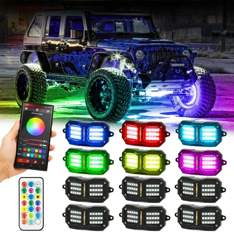 Auxbeam 4/6/8/10Pods RGB Rock Lights Универсальный автомобильный днища Неоновый свет Bluetooth Приложение Пульт дистанционного управления (маленький/большой размер)
Auxbeam 4/6/8/10Pods RGB Rock Lights Универсальный автомобильный днища Неоновый свет Bluetooth Приложение Пульт дистанционного управления (маленький/большой размер)