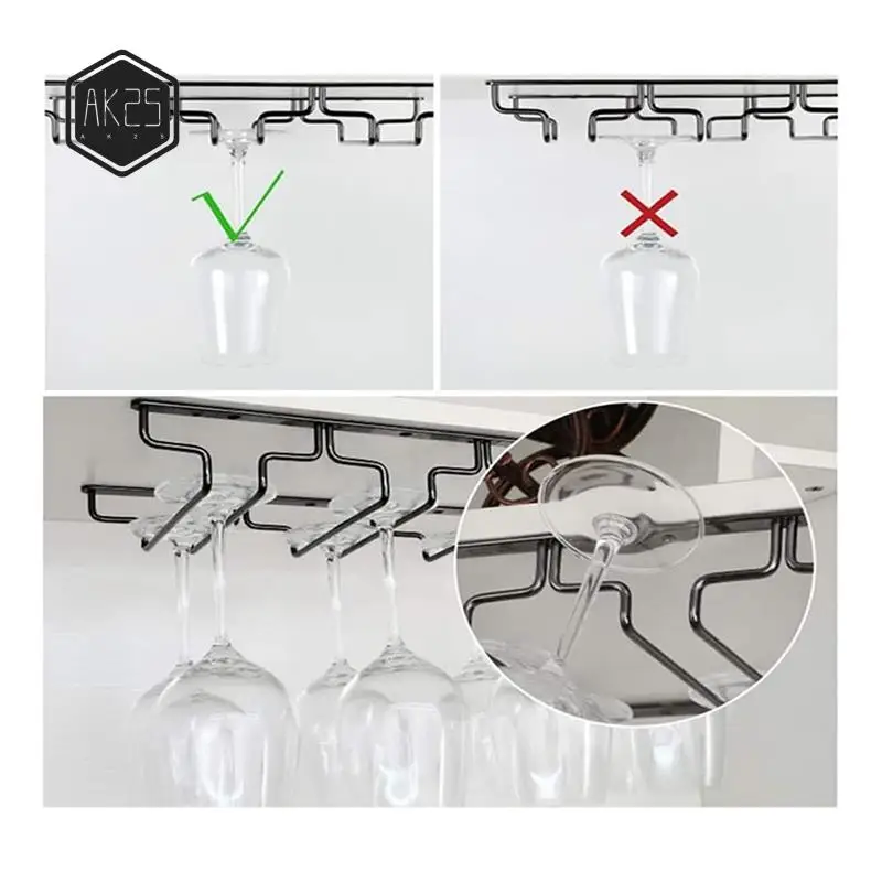 AK25-2 Piece Wine Glass Rack Under Cabinet Stemware Wine Glass Holder Storage Hanger Black
AK25-2 Piece Wine Glass Rack Under Cabinet Stemware Wine Glass Holder Storage Hanger Black